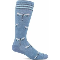 Sockwell Womens Dragonfly Moderate Compression Knee-High Socks -All Walks Shop SW106W Dragonfly Bluestone Shimmer 662 Web