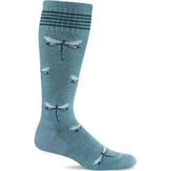 Sockwell Womens Dragonfly Moderate Compression Knee-High Socks -All Walks Shop SW106W Dragonfly Mineral425 WEB
