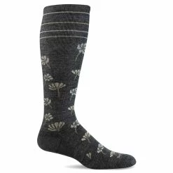 Sockwell Womens Field Flower Moderate Compression Knee-High Socks 8 Sockwell Womens Field Flower Moderate Compression Knee-High Socks -All Walks Shop SW133W FieldFlower Charcoal850 WEB