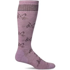 Sockwell Womens Feline Fancy Moderate Compression Knee-High Socks -All Walks Shop SW90W FelineFancy Lavender370 WEB