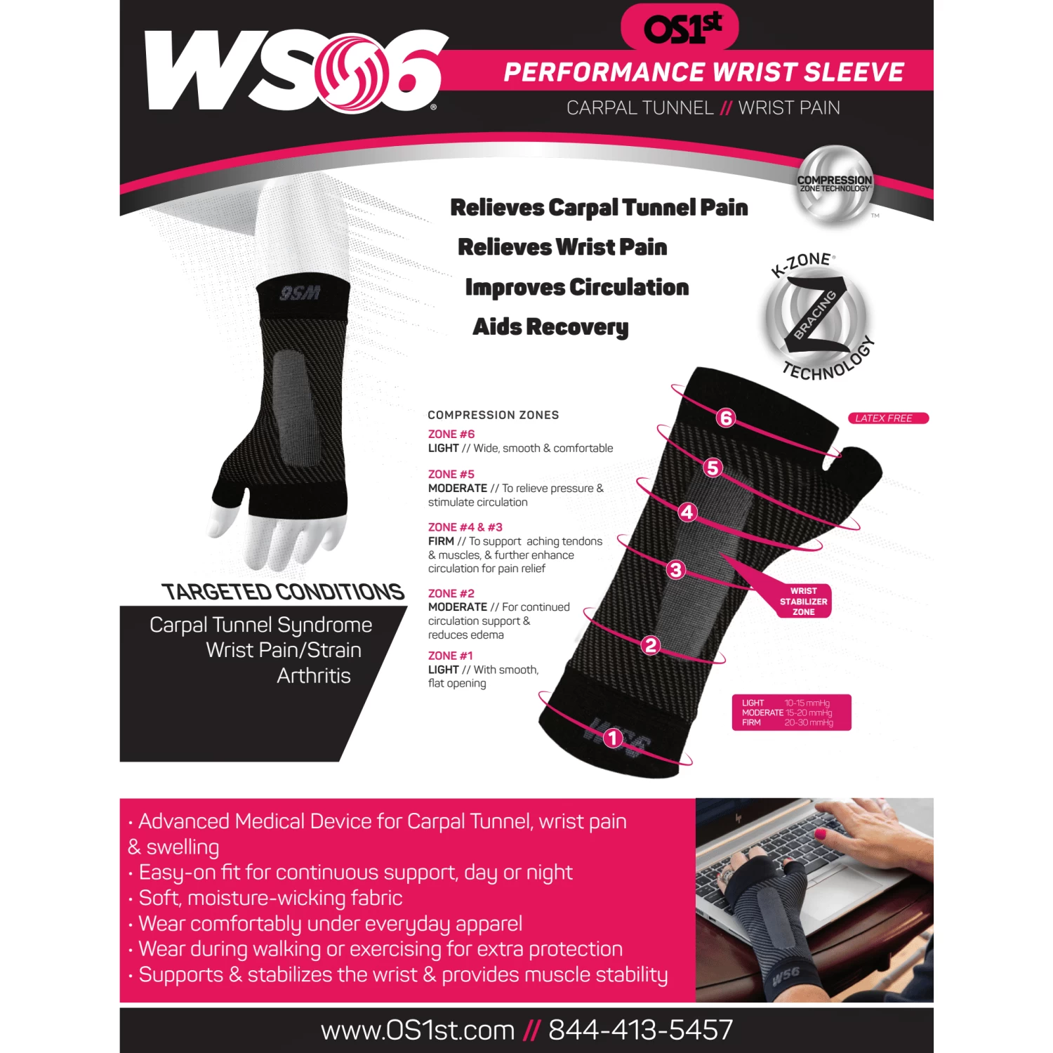 OS1st WS6 Performance Wrist Sleeve 4 OS1st WS6 Performance Wrist Sleeve - Image 2